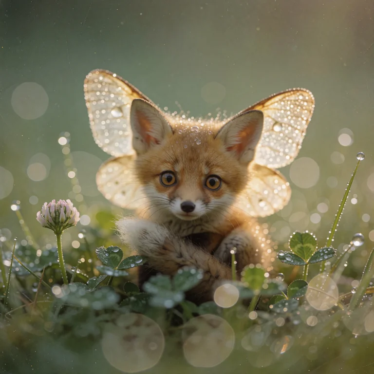 An Extreme Dreamy Macro Of A Tiny Fox Kit With Translucent M...