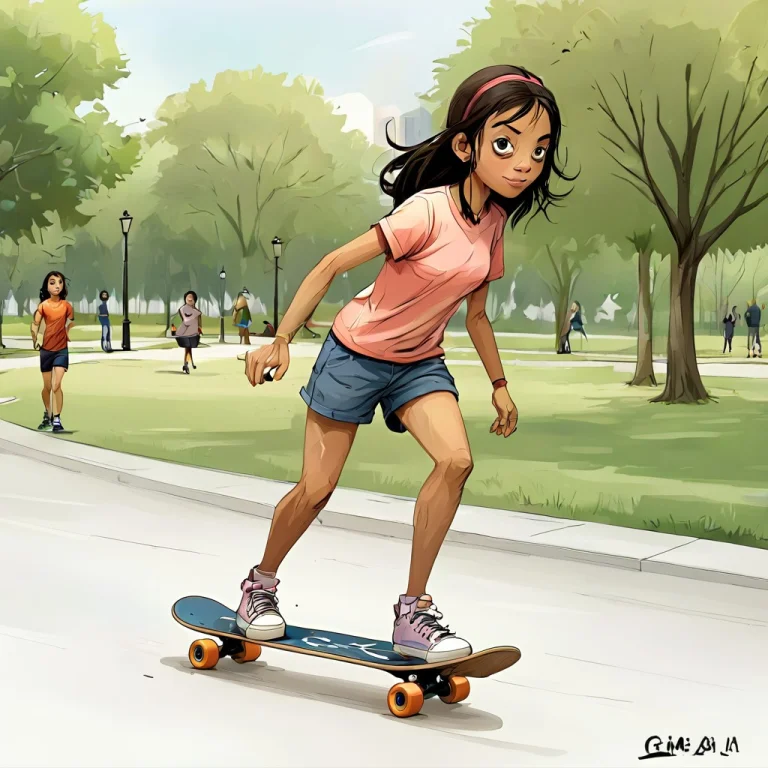 Cartoon1girl Skateboarding In The Park