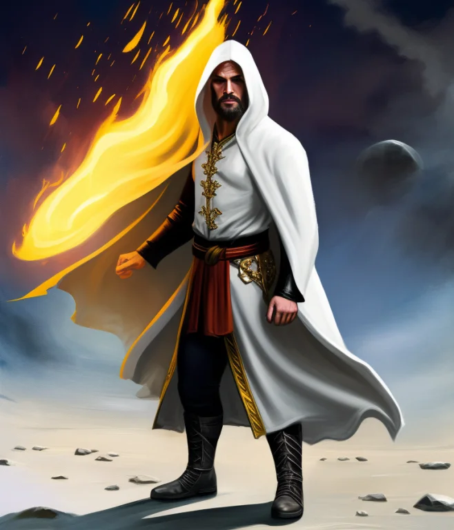 Painting Illustration Of A Handsome Young Male Battle Wizard...