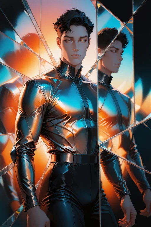 Digital Illustration, A Man Viewed Through A Fractured Geome...