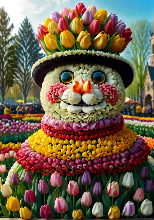 Renaissance Style Jaynl-tm, Made Of Tulips, A Majestic Snowm...