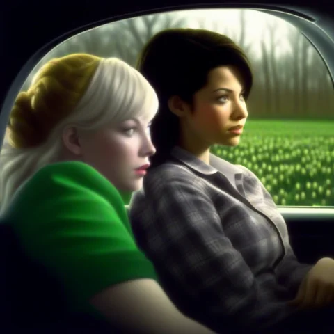 The Ourple Is Two Young Women Are Positioned Inside What App... — SDXL AI Prompt: The ourple is two young women are positioned inside what appears to be the backs...
