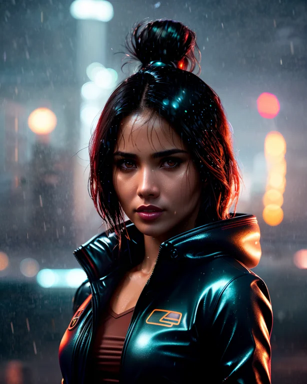 Portrait Photo Of Gorgeous Athletic Latina Replicant Standin...