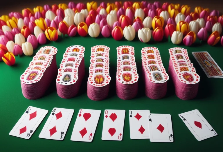 A Poker Tournament, The Poker Cards Are Made Of Tulips