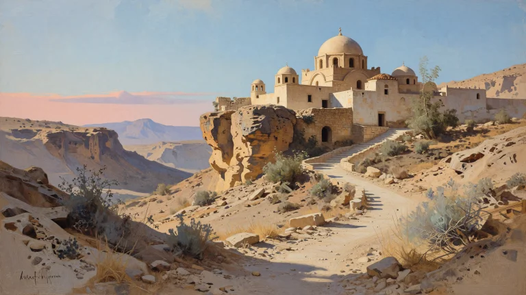 Painting Of A Scenic Fantasy Desert Landscape, Natural Light...