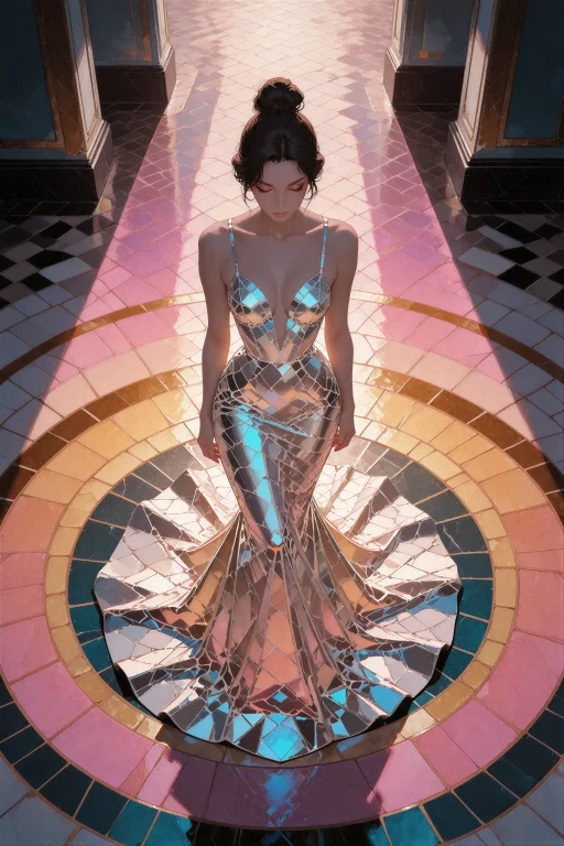 Digital Illustration, A Birds-eye View Of A Woman Standing A...