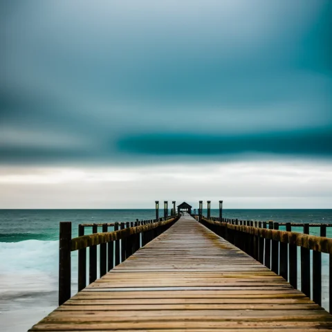A Long Pier, Gloomy, Cinematic, Cold, Landscape — Stable Diffusion AI Prompt: a long pier, gloomy, cinematic, cold, landscape