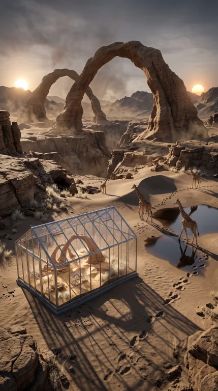 A Remote Desert Basin Rendered In Extreme Photorealistic Det...