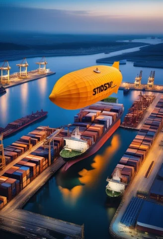 A Cargo Airship Moored Above A Busy Port, Alla Prima, Soft W... — SDXL AI Prompt: a cargo airship moored above a busy port, alla prima, soft window light, negativ...