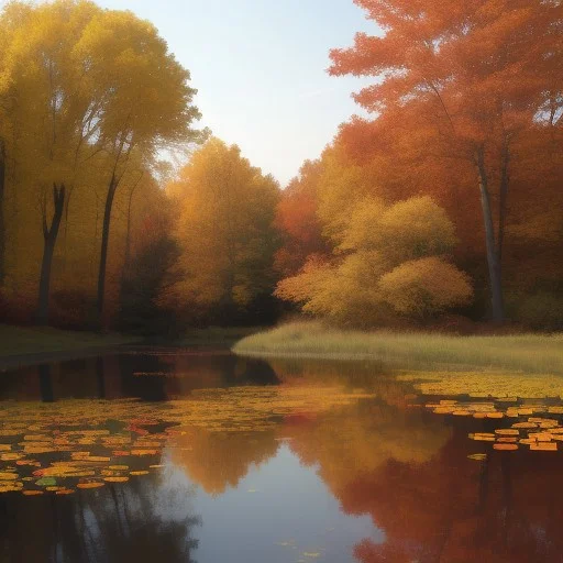 , Autumn, ,land, Pond,