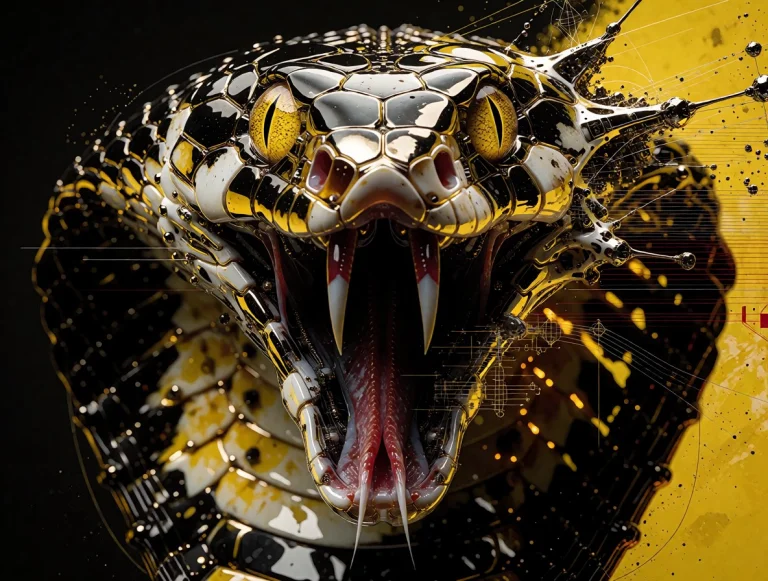 Anchored To The Striking Open Mouth Of A King Cobra Snake Wi...