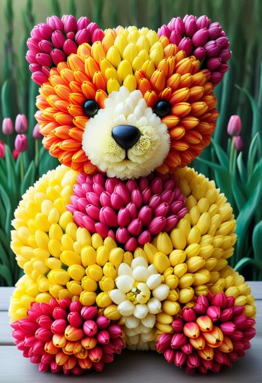 Teddy Bear Made Of Jaynl-tm, Made Of Tulips