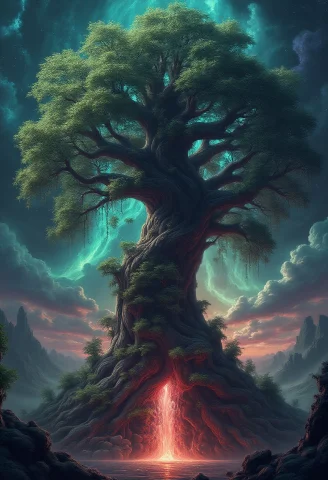 Yggdrasil,dark,night, Treeoflife. In The Style Of Ferdinand... — FLUX AI Prompt: yggdrasil,dark,night, tree_of_life. in the style of ferdinand knab, intricate de...
