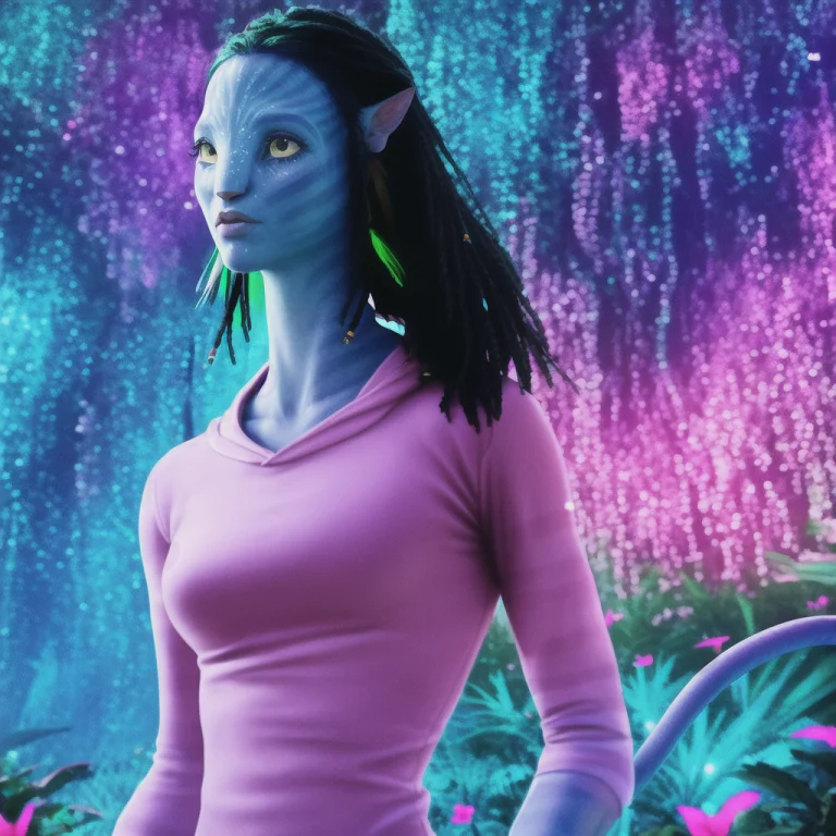 Neytiriblueskinbabe, 1girl, Tail, Neutral, Upper Body, Hoodi...
