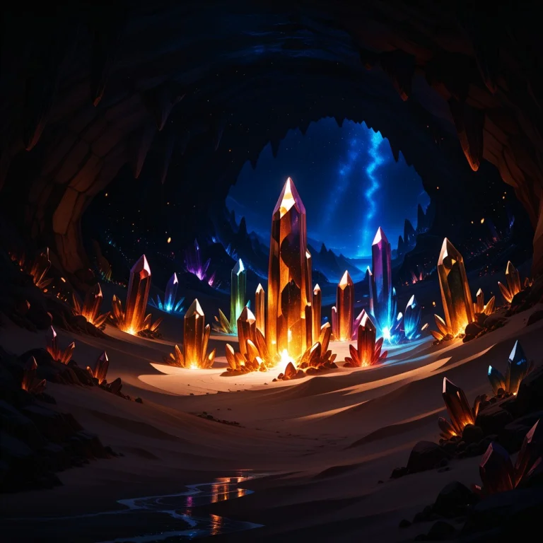 Inside,sand Cave, Crystal Cave, Glow Crystals, Many Crystals...