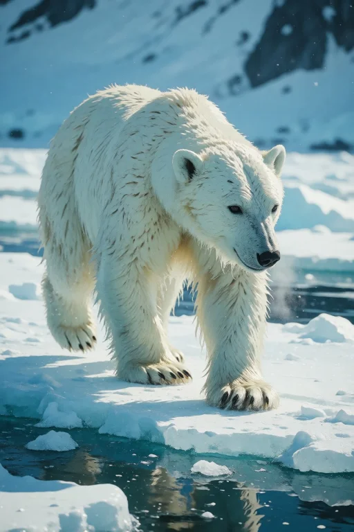 Nature, A Polar Bear Striding Along Pack Ice Off Svalbard, E...