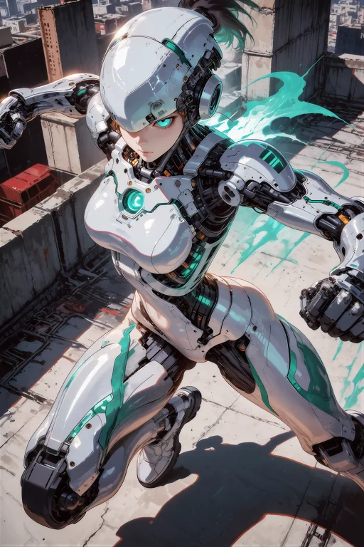 An Anime Style Illustration Of A Female Agile Combat Android...