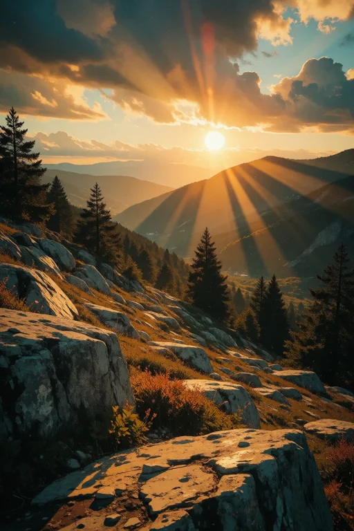 Nature, A Breathtaking Photorealistic Landscape Of A Mountai...