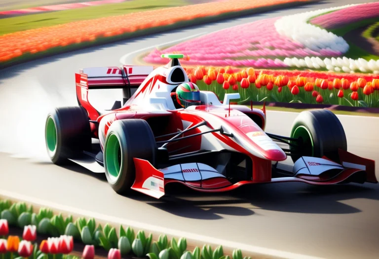 A High-speed Formula 1 Racing Car Zooming Down A Track Surro...