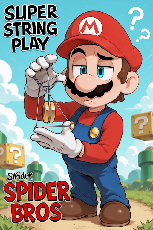 String Play Spider Baby Meme, String, Yo-yo, 1boy, Mario, Fu...