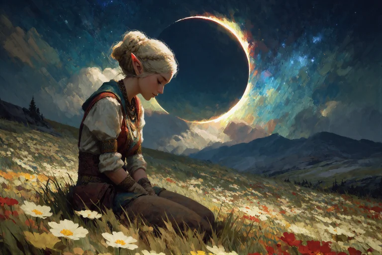 Echriumstyle. This Is A Digital Painting Of A Half-elf Eclip...