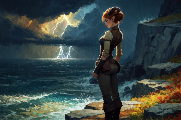 Echriumstyle. This Is A Digital Painting Of A Tiefling Woman...