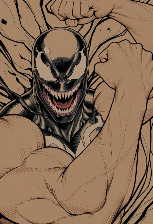 Venom, Close-up, Flexing, Male Focus, Western Comics Style,...