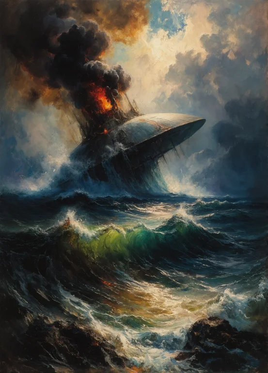 In The Style Of J.m.w. Turner, Oil Painting With Heavy, Expr...