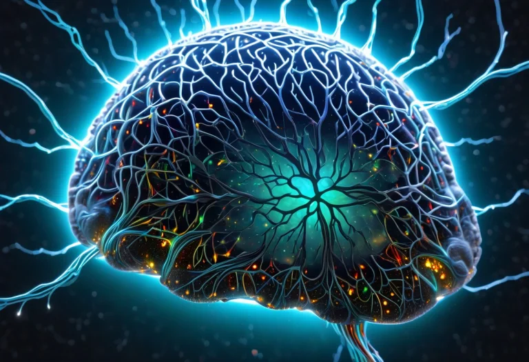 Macro Photography Of A Translucent Human Brain Where Synapse...