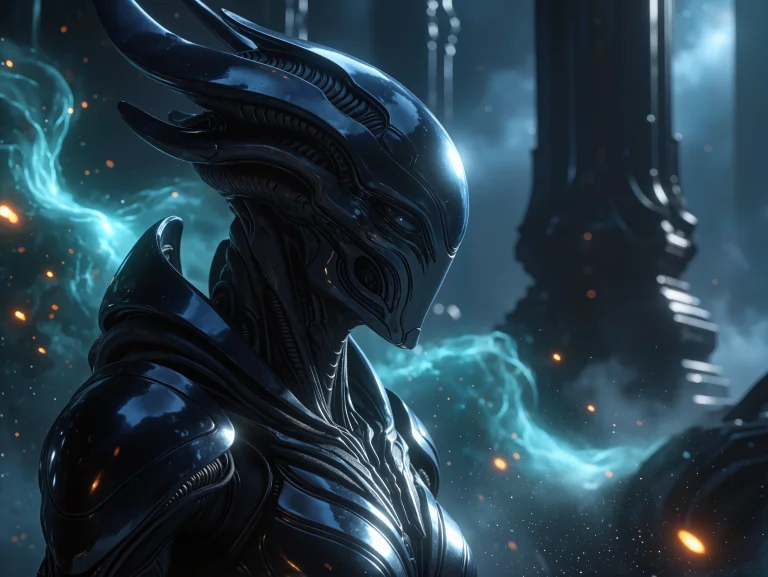 A Hyperrealistic Cgi Cinematic Portrait Of A Bio-metallic Al...