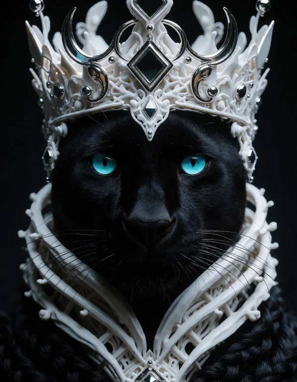 A High-contrast Portrait Of Divinity As A Feline Void-deity....