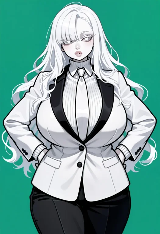 Female Androgynous, Asymmetrical Bangs, A White Albino Skin,...