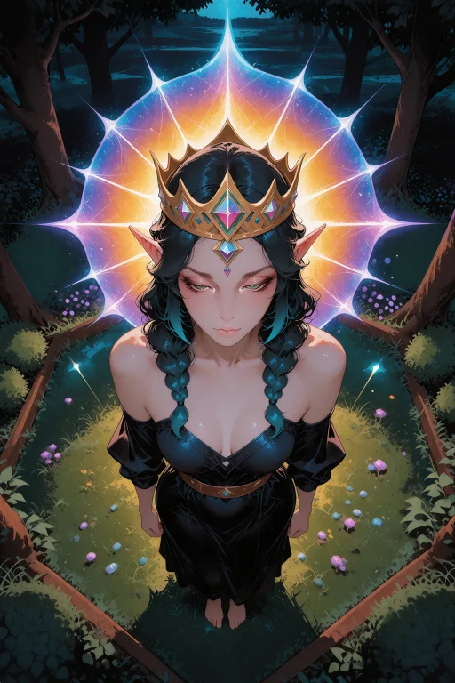 Digital Illustration, A Birds-eye View Of An Elf Woman Weari...