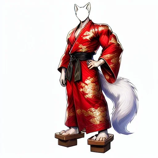Male, Playerone, Kimono, White Fox Ears, White Fox Tail, Whi...