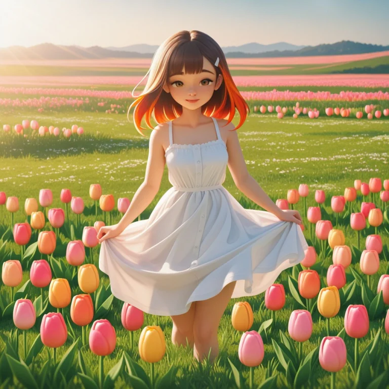 Masterpiece, 1girl, Cute, Sundress, Made Of Tulips, Jayni-tm...