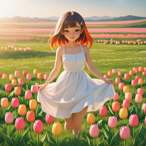 Masterpiece, 1girl, Cute, Sundress, Made Of Tulips, Jayni-tm... — SDXL AI Prompt: masterpiece, 1girl, cute, sundress, made of tulips, jayni-tm, meadow, sunshine,...