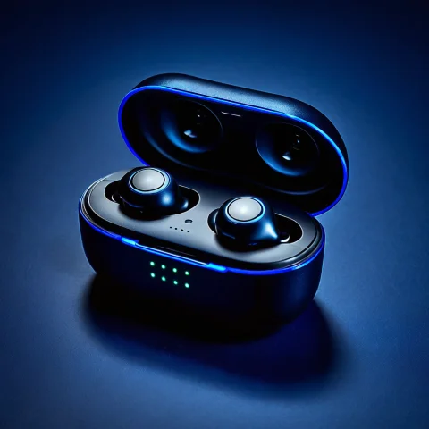 Loratechmidnightstudiov10.80, Techmidnight, A Wireless Earbu... — SDXL AI Prompt: , techmidnight, a wireless earbuds case on a deep midnight blue surface, elegant...