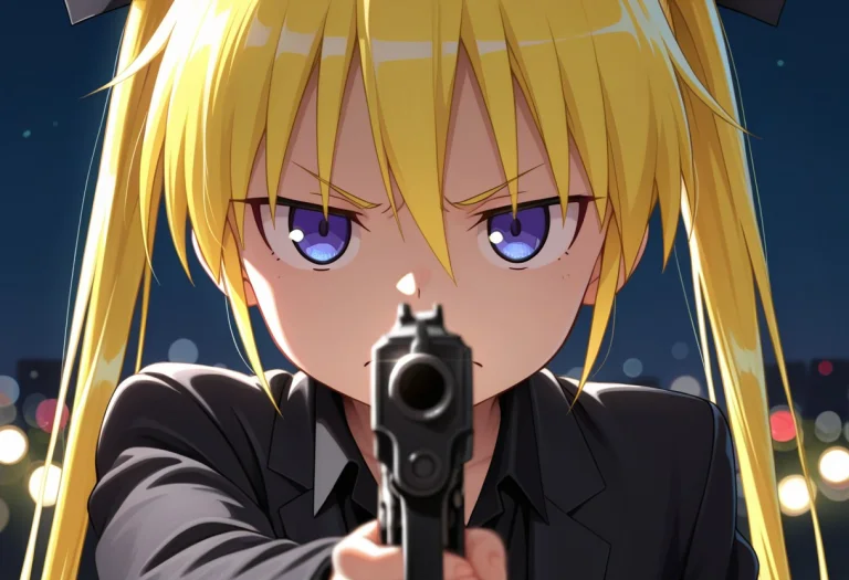 1girl, Solo, Sonya, Blonde Hair, Twintails, Blue Eyes, Black...