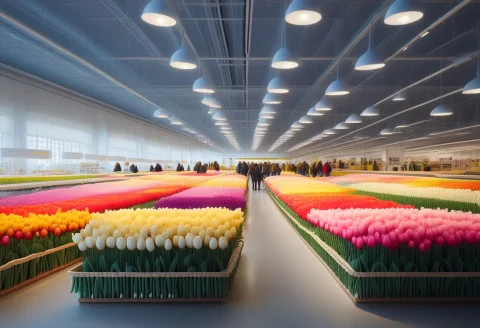 An Ikea Shop, Where All Furniture Is Made Of Tulip — SDXL AI Prompt: an ikea shop, where all furniture is made of tulip