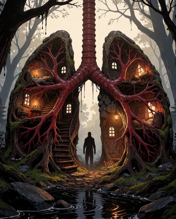 Surreal Hyperreal Digital Artwork, A Huge Pair Of Lungs Form...