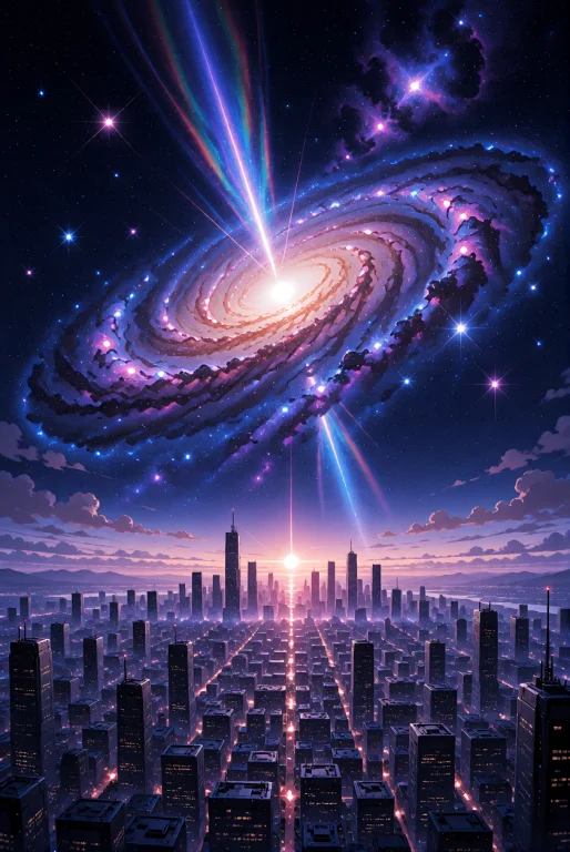 A Sprawling Futuristic Cityscape Seen From A High-angle Shot...