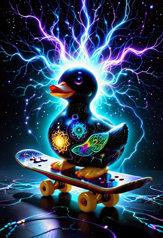 A Rubber Duck Sitting On A Toilet Bowl Precariously Balanced...