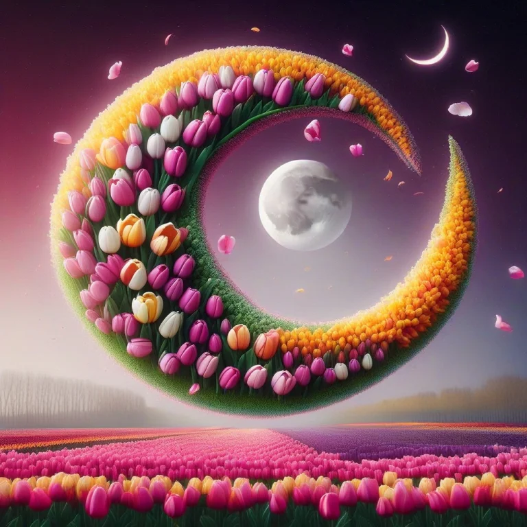 Moon, Vaporwave, Petals, Falling Petals, Surrealism, Jaynl-t...