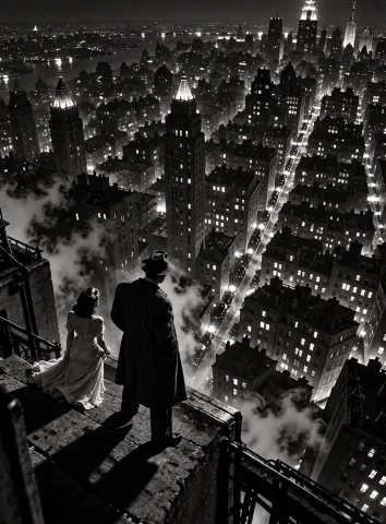 Lorakreanoirstyle1an Isolated Private Detective In A Dark Fe... — Stable Diffusion AI Prompt: An isolated private detective in a dark fedora and trench coat stands on the ver...
