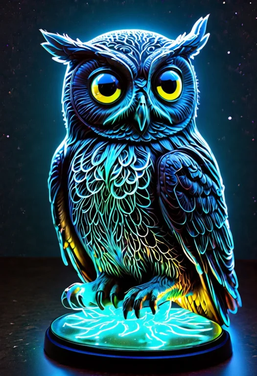 Bioluminescent Light, Polaroid Photograph, Owl Statue With B...