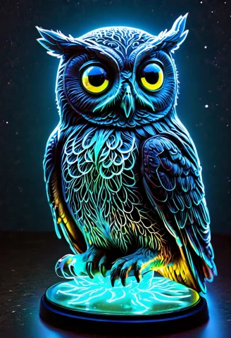 Bioluminescent Light, Polaroid Photograph, Owl Statue With B... — SDXL AI Prompt: Bioluminescent light, polaroid photograph, owl statue with Bioluminescent light,...
