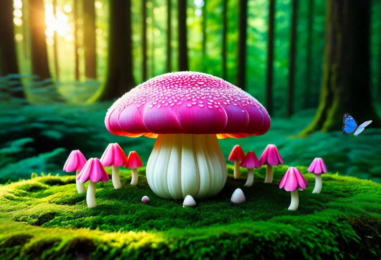 A Magical Enchanted Forest Clearing Scene, Entirely Composed...