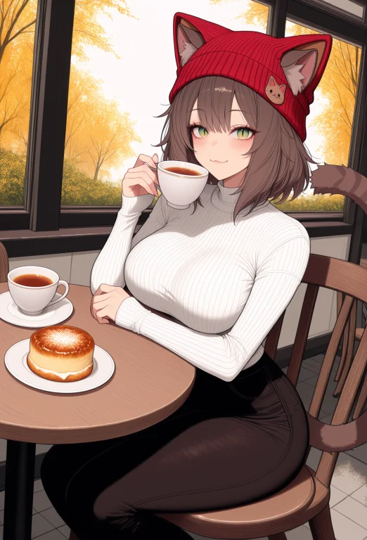 Masterpiece, Best Quality, Newest, Brown Hair, Teal Eyes, Wh...