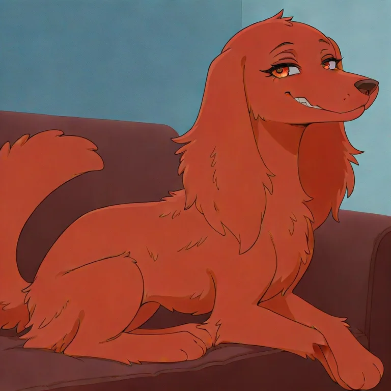 Cherryhb, Solo, 1girl, Feral, Dog, Irish Setter, Red Fur, Lo...