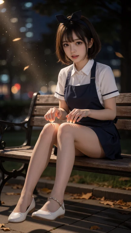 西田唯,一位年轻貌美的东亚女性,身穿白色衬衫搭配蓝色围裙的家...